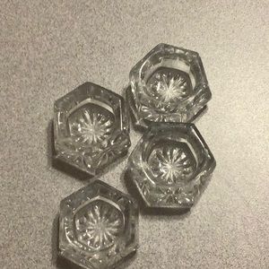 Vintage formal cut glass hexagon crystal set a for salt cellars